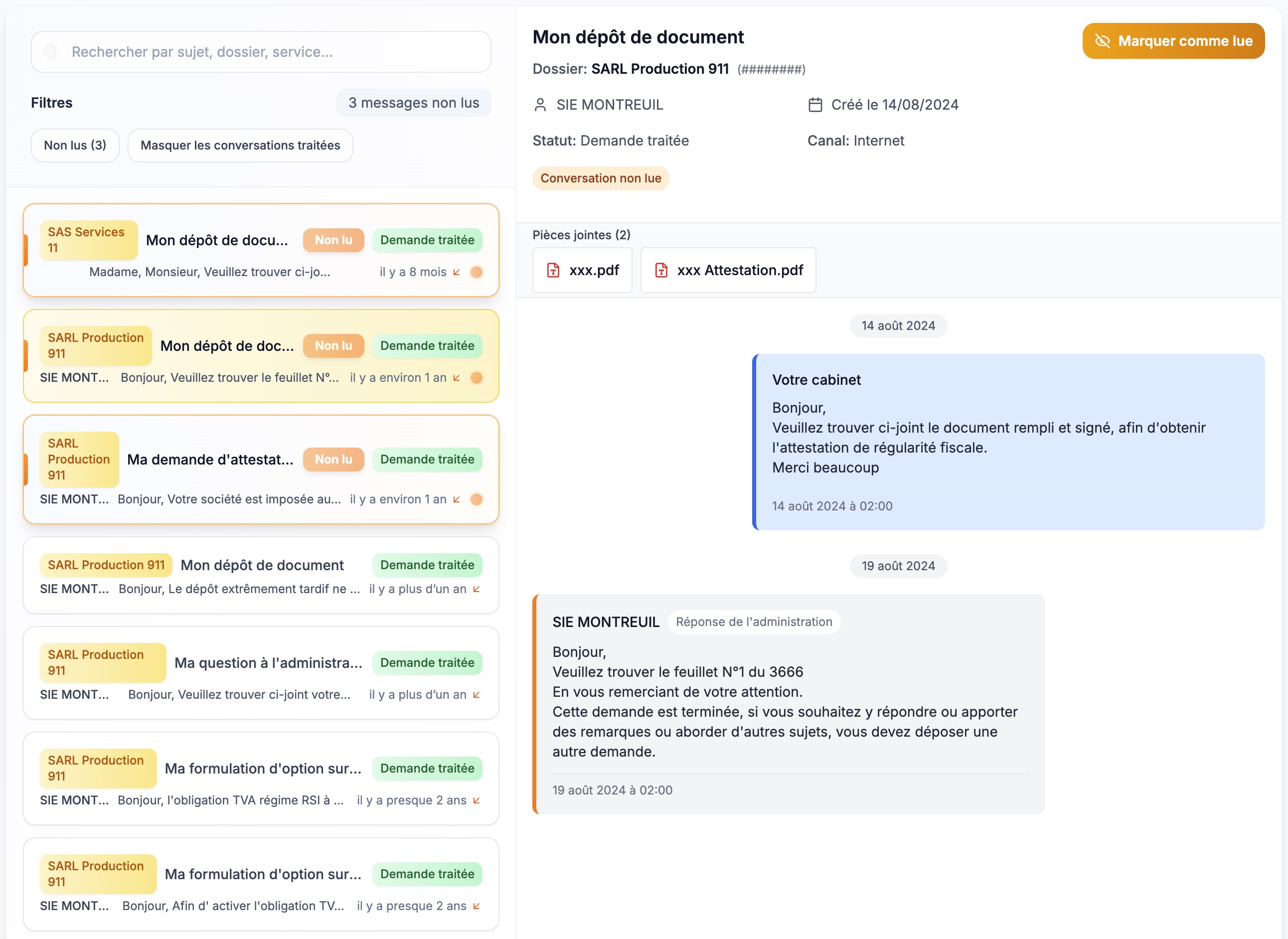 Messagerie intégrée